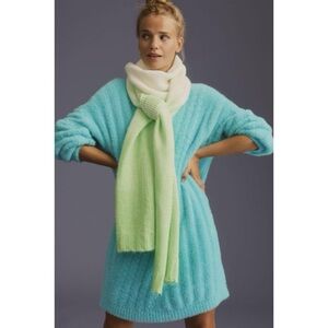 By ANTHROPOLOGIE NWT Lime Ombre Skinny Chunky Knit Scarf